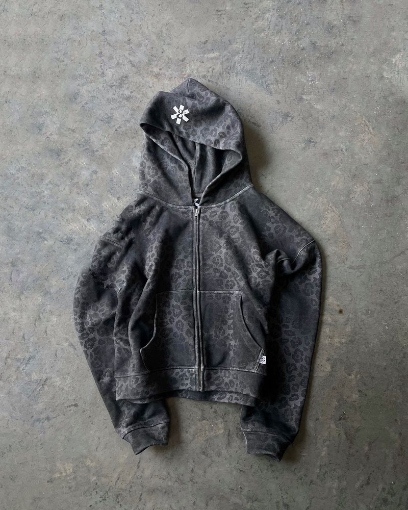 Herrenbekleidung Leopardenmuster Kapuzenpullover Retro Lose Neue Reißverschlussoberteil Herbst- und Winterjacke Hose_voghion.com