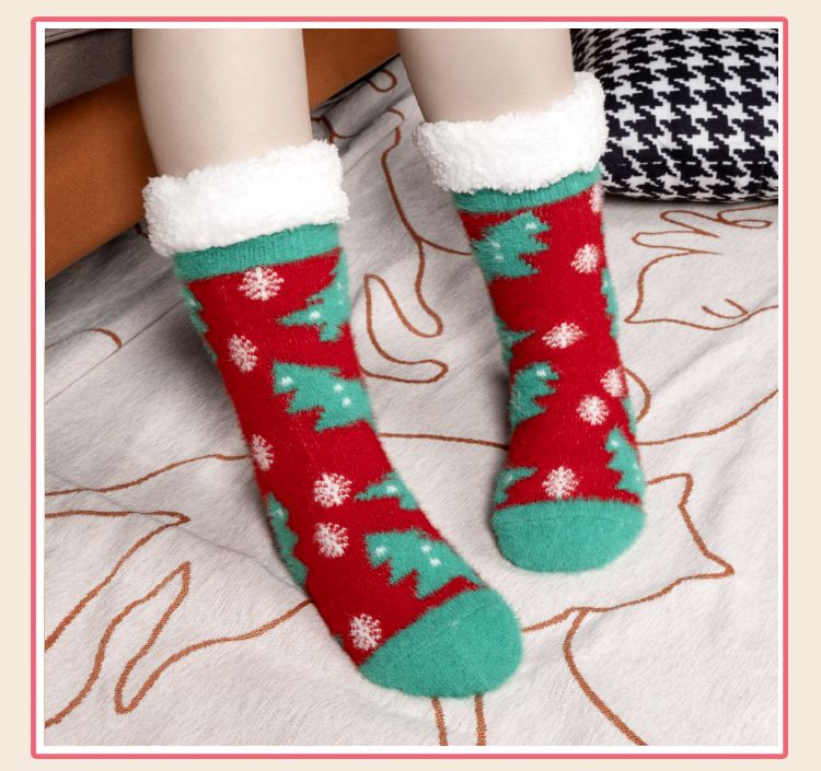 Calzini da donna Calzini da pavimento di Natale Calzini da casa per dormire Calzini invernali più velluto e spessi Calzini da confinamento_voghion.com