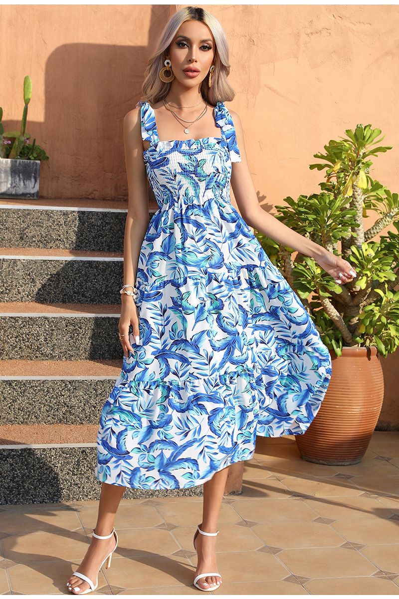 Vestido de praia feminino estilo pintado à mão, tamanho pequeno, vestido longo de festa à beira-mar_voghion.com