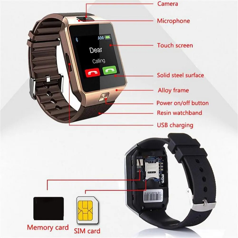 DZ09 Horloge Fiess Tracker Smart Watches 1,56" HD Kleurenscherm Smartwatch Extra lange batterijduur Slaapmonitor_voghion.com