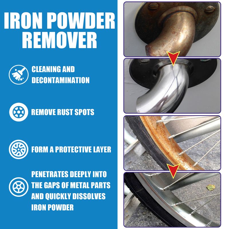HOMONTH Iron Powder Remover, Decontamination Refurbishing Spray For Metal Parts Of Bicycle Wheels_voghion.com