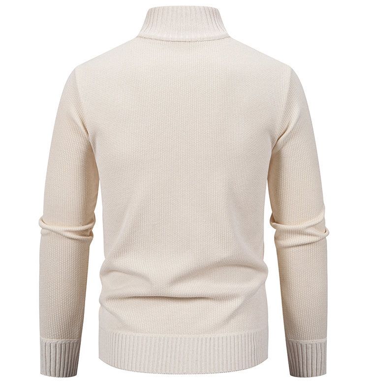 Herren Vintage Strickpullover Jacke – Retro Stehkragen Pullover mit Fleecefutter (Größen M-3XL)_voghion.com