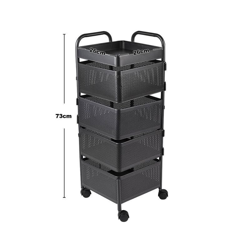 Kitchen Rotating Trolley Shelf Vegetable Fruit Basket Storage Rack Square Holder_voghion.com