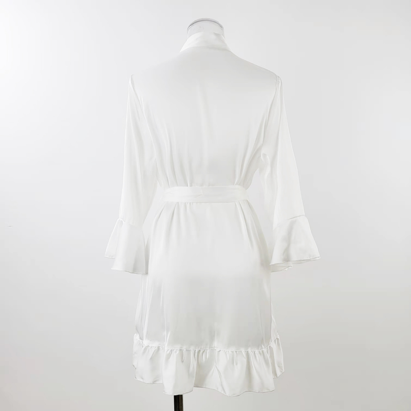 Men's Sleep Secret Love Orange Brand Temptation Private Room Sexy Pajamas Pure Desire Simulated Silk Lotus Leaf Cuffs Cardigan Outer Robe Nightgown_voghion.com