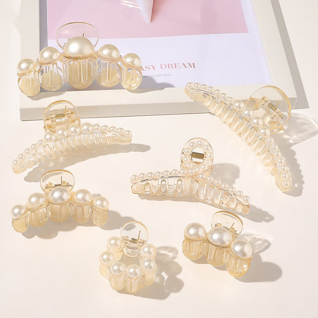AWATYR Elegant Hyperbole Big Pearls Acrylic Hair Claw Clips Big Size Machiaj Hair Styling Barrettes pentru femei Accesorii de păr_voghion.com