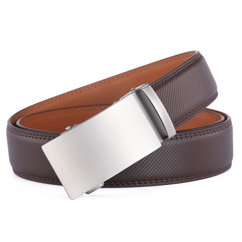 Men's Genuine Cowhide Leather Belt With Automatic Buckle - Business & Casual Dress Belt For All Occasions_voghion.com