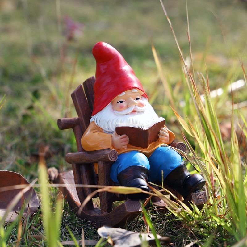 New Recliner Reading Floor Figurine Home Decor Gnome Dwarf Garden Statue Decoration Resin Craft_voghion.com