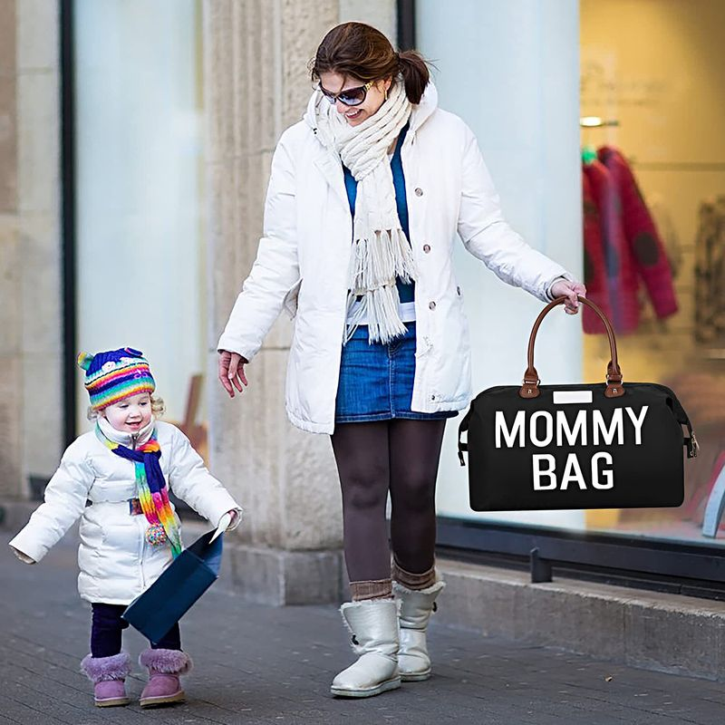 Lihao Pieluszka o dużej pojemności, haftowane litery, podwójny pasek z uchwytem, mama, szpitalna torba podróżna na zewnątrz - czarna_voghion.com