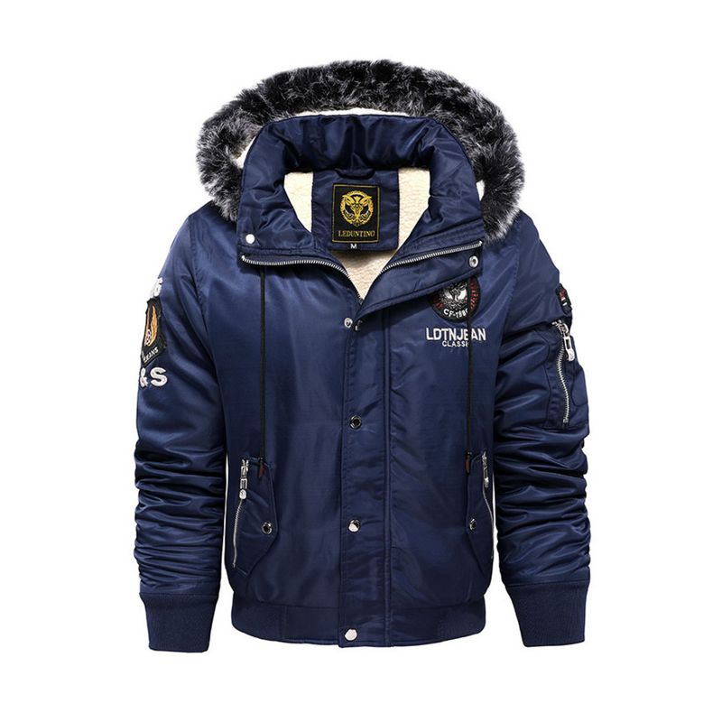Cappotto invernale con cappuccio, spesso, antivento, casual, foderato in pile, per il commercio estero transfrontaliero, abbigliamento da uomo taglie forti_voghion.com