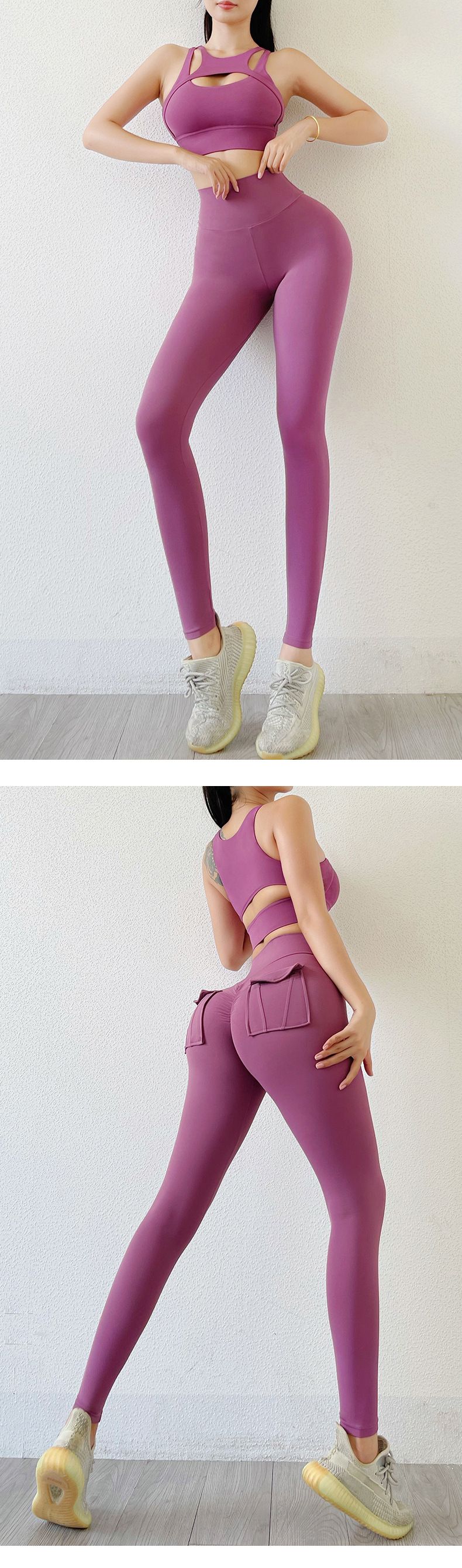 Women's Nude High-waist Butt-lifting Yoga Pants For Women With Pockets Sports Tights Chrysanthemum Fitness Pants_voghion.com