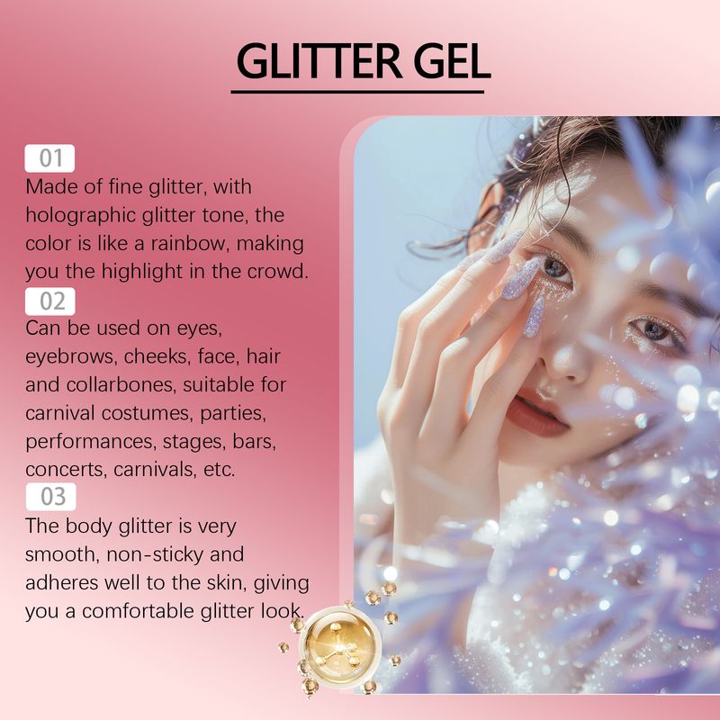 Jaysuing Rosa Glitter Gel Kropp Ansikte Universal Högglans Ögonskugga Diamant Gel_voghion.com