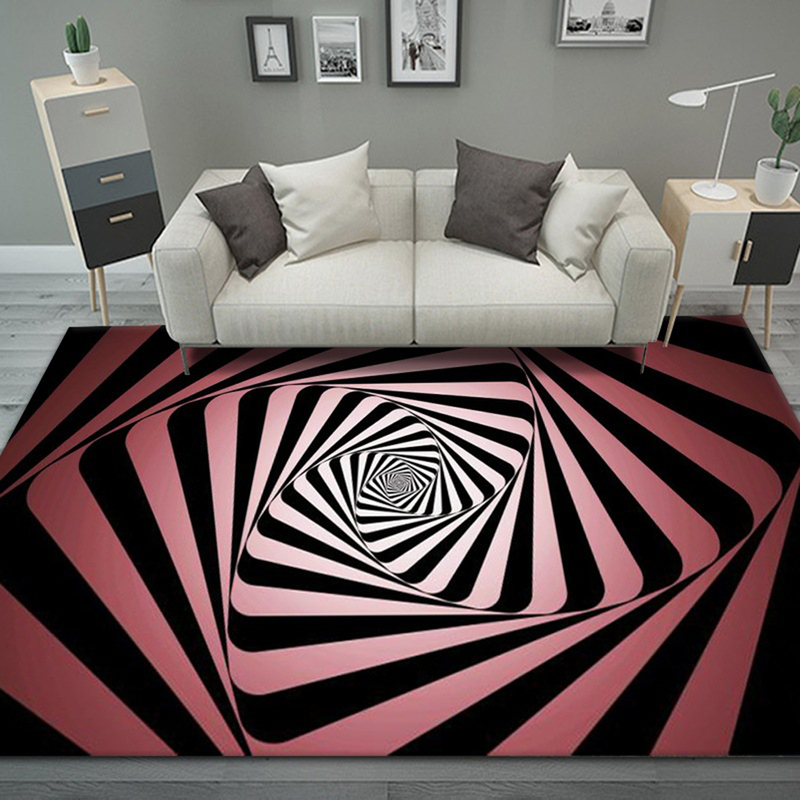 Sijiali Fußmatte, abstraktes geometrisches Muster, rutschfest, Polyester, maschinenwaschbar, 3D-Illusionsteppich für Schlafzimmer_voghion.com