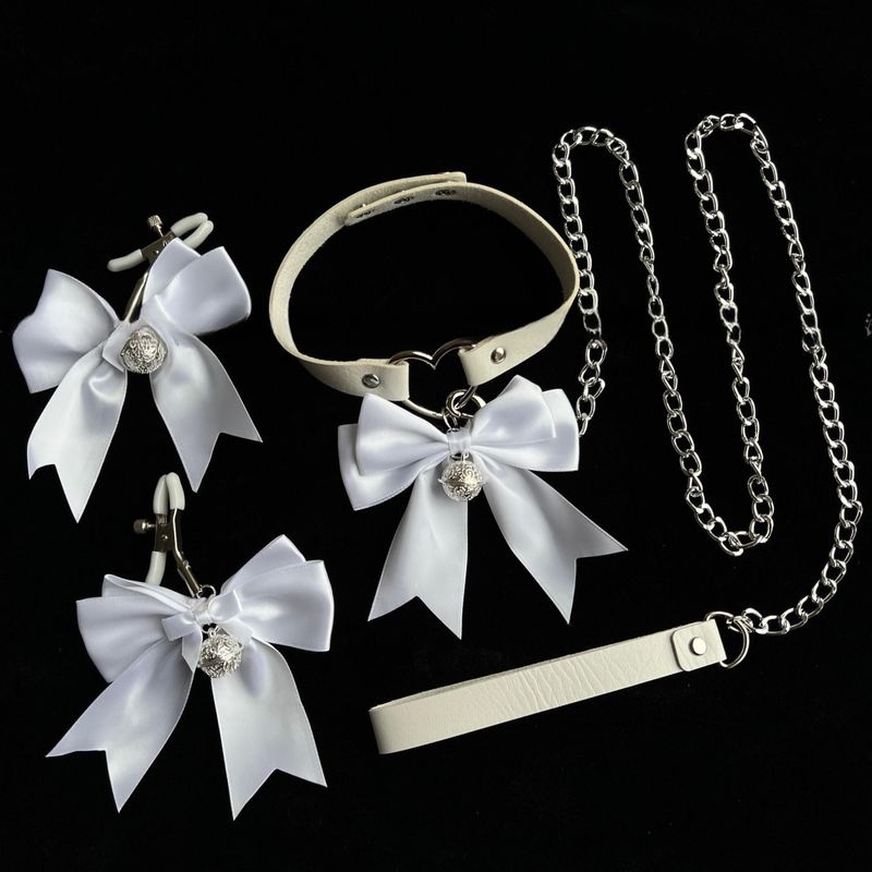 【 Store Hot Sale 】 SM Fun Bow Bell Collar Binding Adjustment Traction Chain Cute And Sexy Breast Clip A Pair Of Flirting_voghion.com