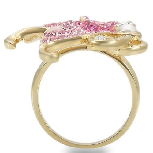 0W289 - Gold Brass Ring with Top Grade Crystal in Multi Color_voghion.com