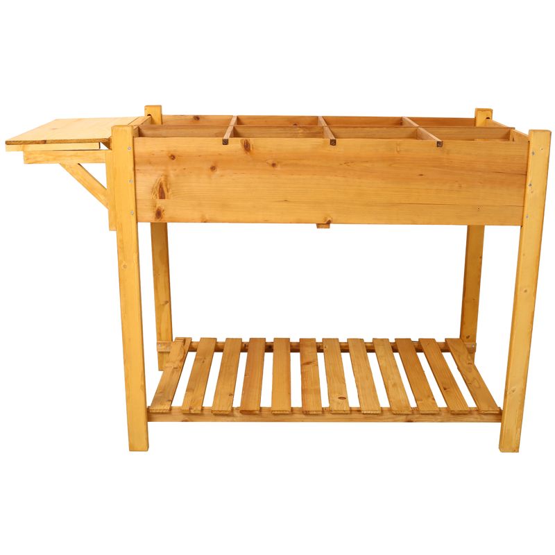 8 Pockets Horticulture Raised Garden Bed Elevated Wood Planter Box Stand With Foldable Side Table And Storage Shelf For Herb/Vegetables/Flowers_voghion.com