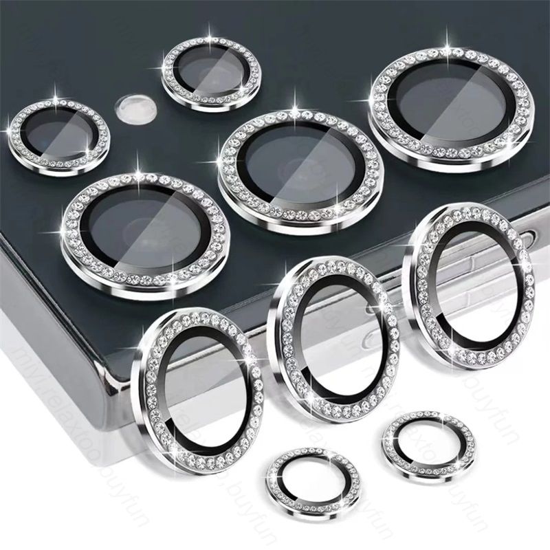 Inel protector pentru cameră din metal cu diamant 3D, pentru Samsung S25, S24 Plus, S23, S22 Ultra, S 23, 25, 5G HD, sticlă securizată, capac de lentilă din aliaj_voghion.com