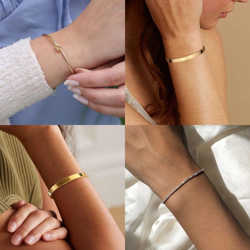 Bracciale da tennis con catena a griffe geometriche, semplice e alla moda, in acciaio inossidabile con nodo a cuore, per donna_voghion.com