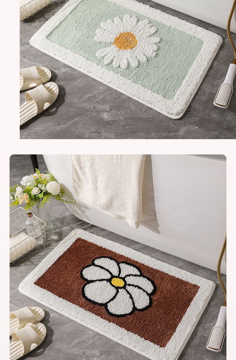 Felpudo floral grueso de primera calidad: superabsorbente y antideslizante para baño, dormitorio y entrada._voghion.com