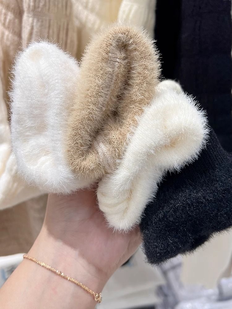 Damen-Strickpullover mit Fleecefutter, halbhoher Rollkragen, langärmliges Thermo-Oberteil für den Winter (inklusive Halskette) – weicher Kunstnerzstoff, schmale Passform, reine Farbe_voghion.com