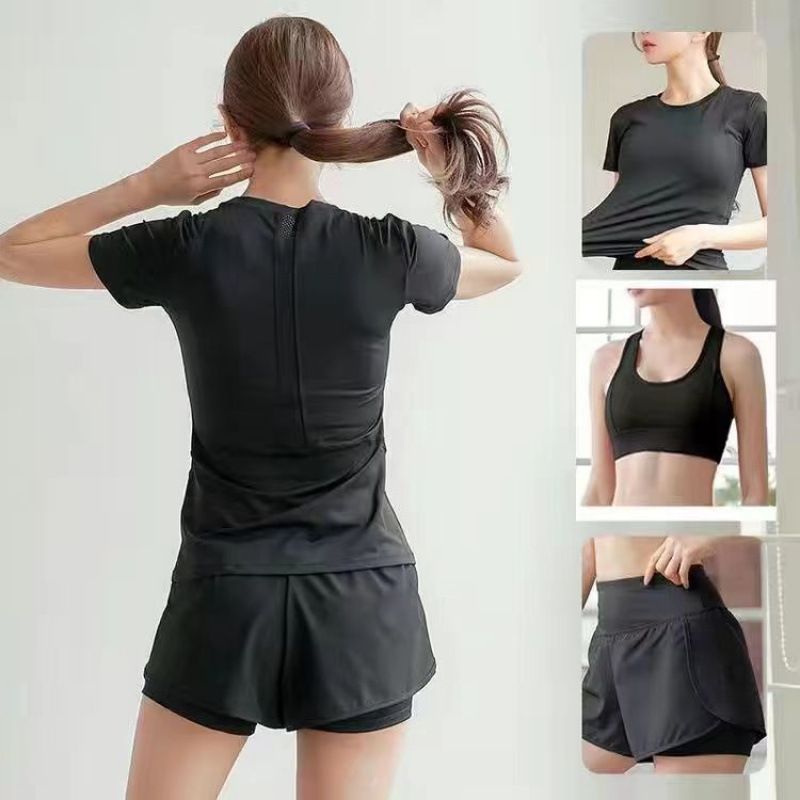 Women's Summer Thin Loose Quick-Dry Mesh Breathable Plus Size Yoga Sports Morning Running Suit With Pockets_voghion.com