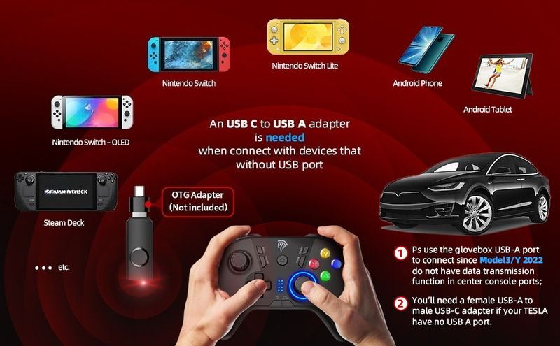 EasySMX draadloze controller voor Switch/PC/Android/PS4/Tesla, 2.4G gaming-gamepad met dubbele vibratie, turbo, ergonomisch ontwerp voor gaming-telefoon en tablet_voghion.com