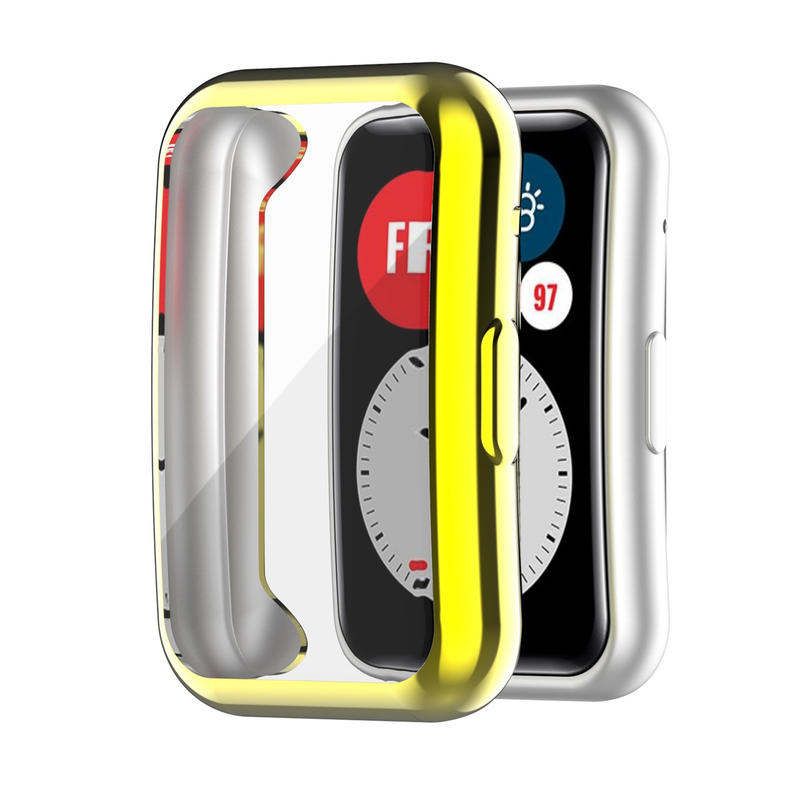 Für Huawei Watch Fit Hülle, Smartwatch, vergoldetes Zubehör, TPU-Stoßfänger, rundum Displayschutzfolie, Huawei Watch Fit, neue Hülle_voghion.com