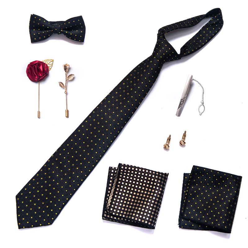 Gravata masculina lenço quadrado conjunto de caixa de presente de 8 peças namorado gravata presente transfronteiriça venda quente_voghion.com