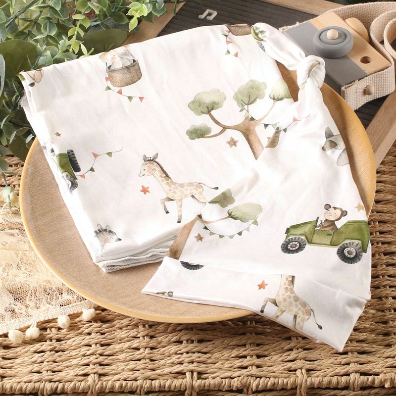 Ylsteed Bear Print Newborn Photography Wrap Blankets Matching With Hats Infant Photography Props Cartoon Picture Shoot Swaddle_voghion.com