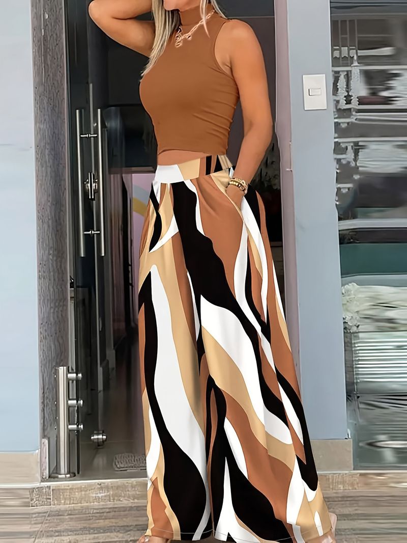 Damenbekleidung Sommer Zweiteiliges Weste-Hosen-Mode-Set_voghion.com