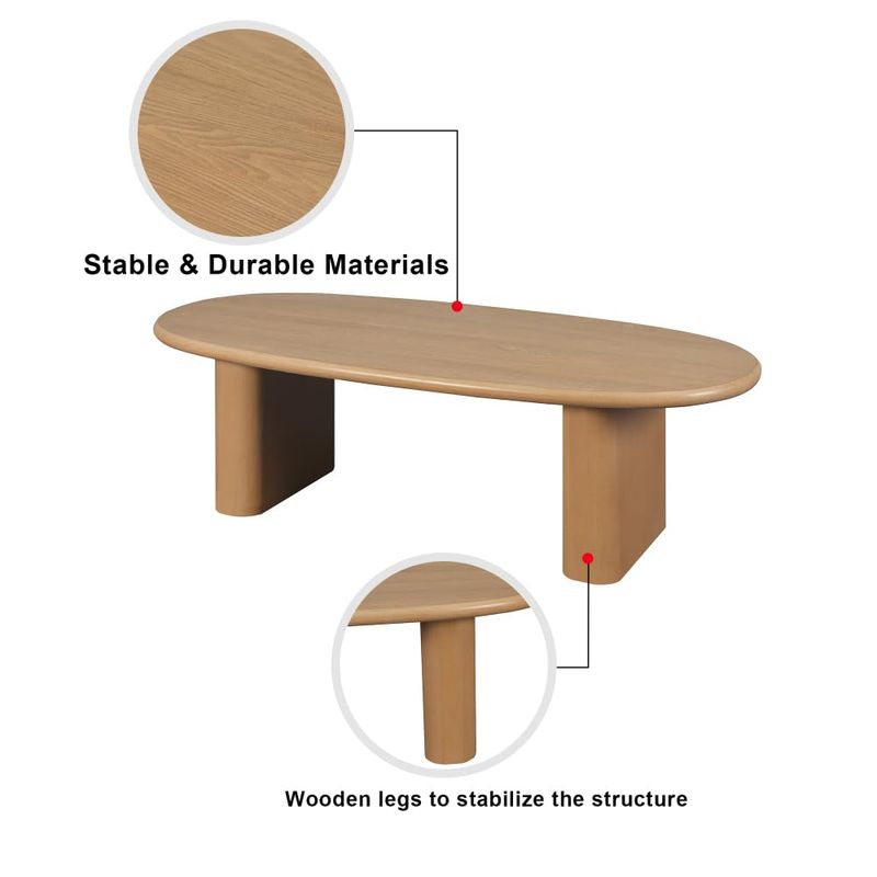 CREASION Tapered Tabletop 51'' Coffee Table Natural Wood Coffee Tables For Living Room_voghion.com