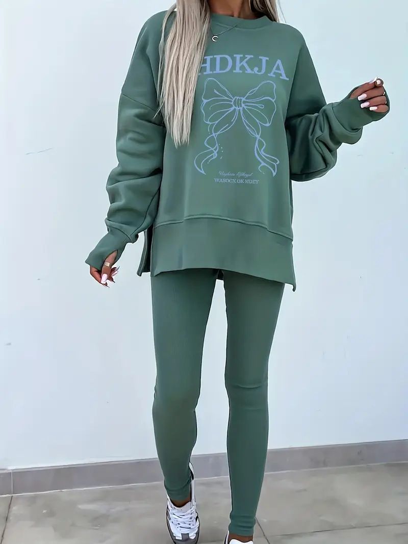 "Camicetta a maniche lunghe con stampa a fiocco – Top casual e dalla vestibilità ampia" Dolce ed elegante: il top perfetto per tutti i giorni_voghion.com