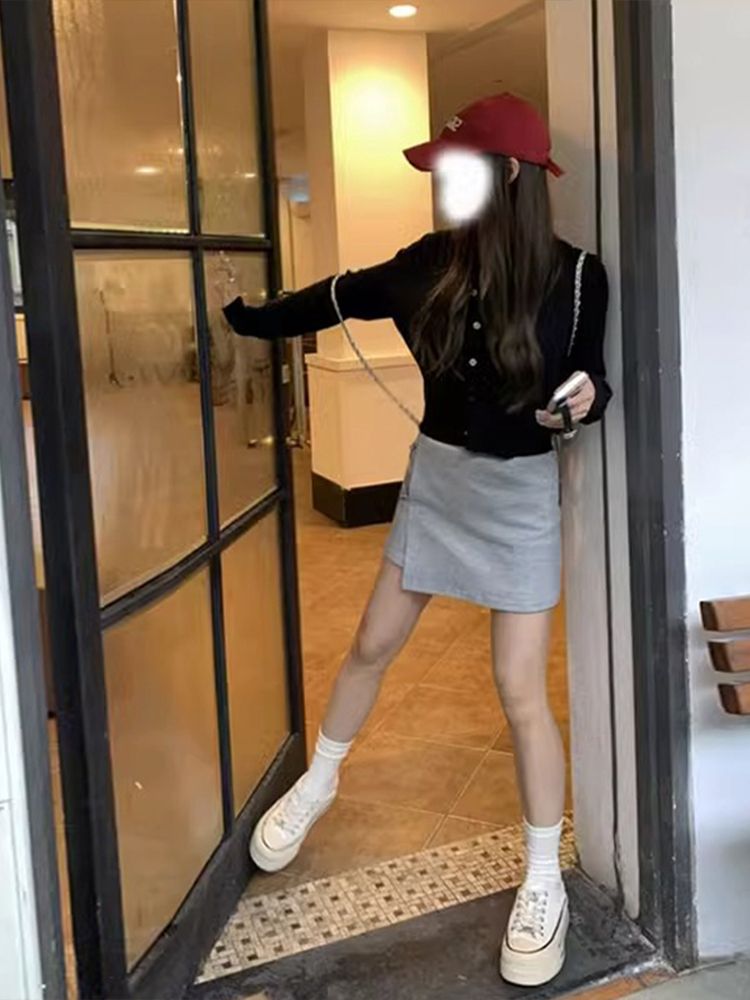 Mädchen-Strickjacke, rot, Frühlingsneuheit 2025, kurzer Pullover/Mantel für Damen, langärmelig, Baselayer, Petite-Top_voghion.com