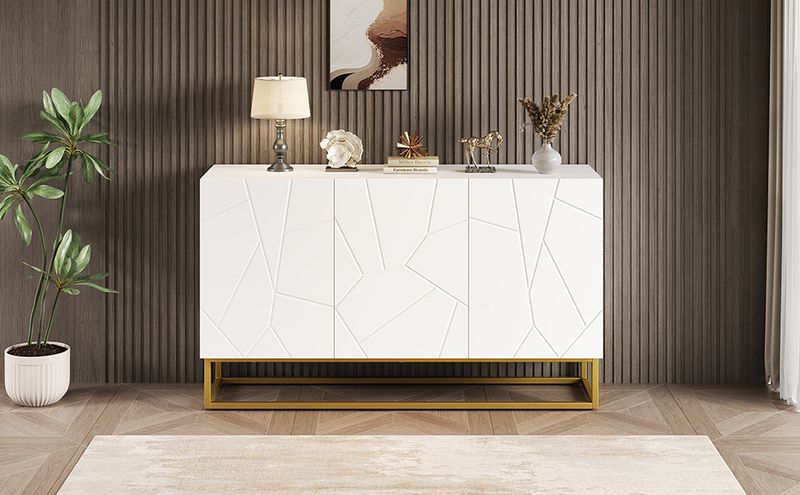 Buffet Hochglanz avec 4 compartiments, meuble buffet moderne Anrichte Schrank, 130 cm de large_voghion.com