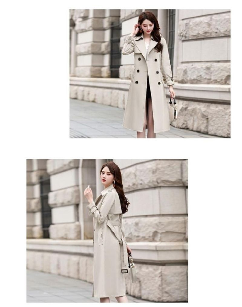 Women's trench silky drape long over the knee coat_voghion.com