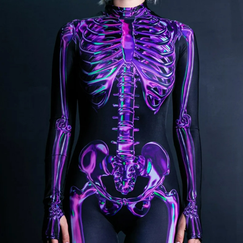 Salopetă de Halloween cu pantaloni cu craniu, la modă europeană și americană, pentru părinți și copii_voghion.com