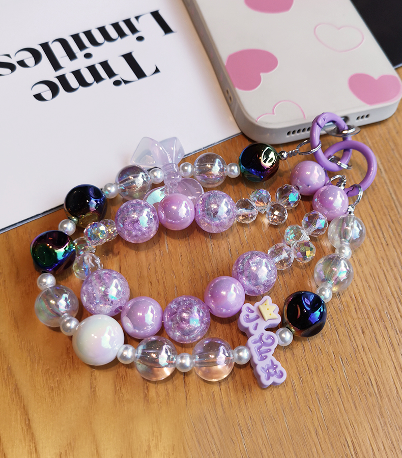 Mobiltelefon nyakpánt nőknek tündér kristály csukló repedés gyöngy dupla lánc átlátszó gyöngy nyakpánt klip stílus anti veszteség_voghion.com