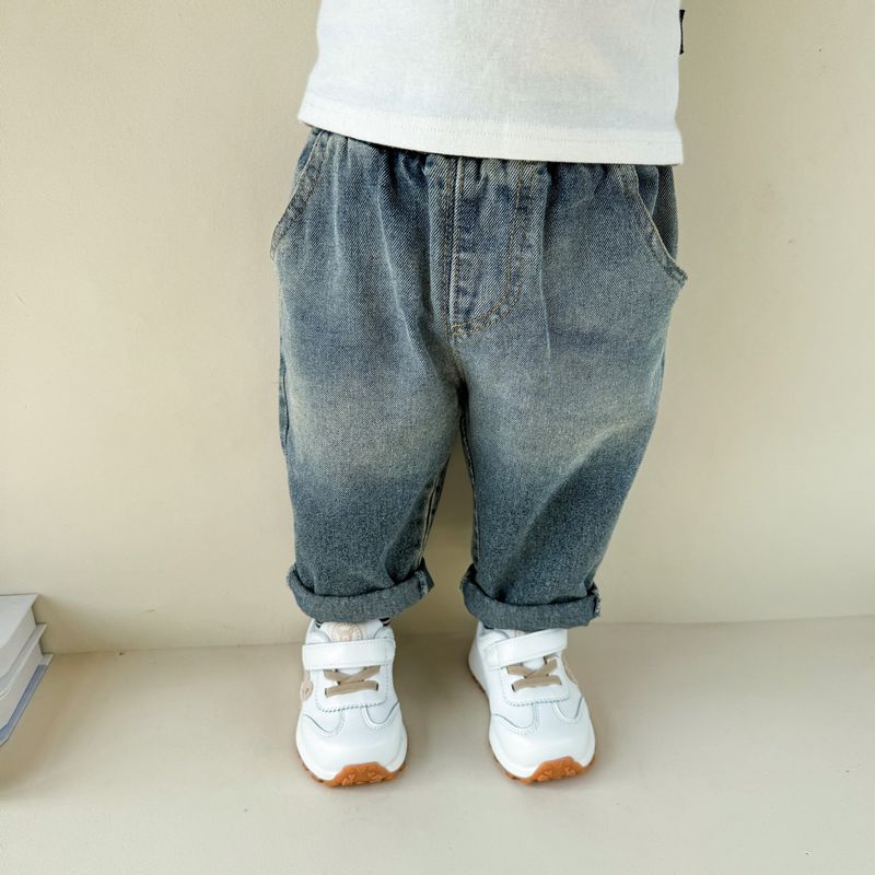 Gyermek tavaszi-őszi koreai kiadású új stílusú fiúknak és lányoknak szóló puha farmernadrág csecsemőknek és kisgyermekeknek, hétköznapi viselet_voghion.com