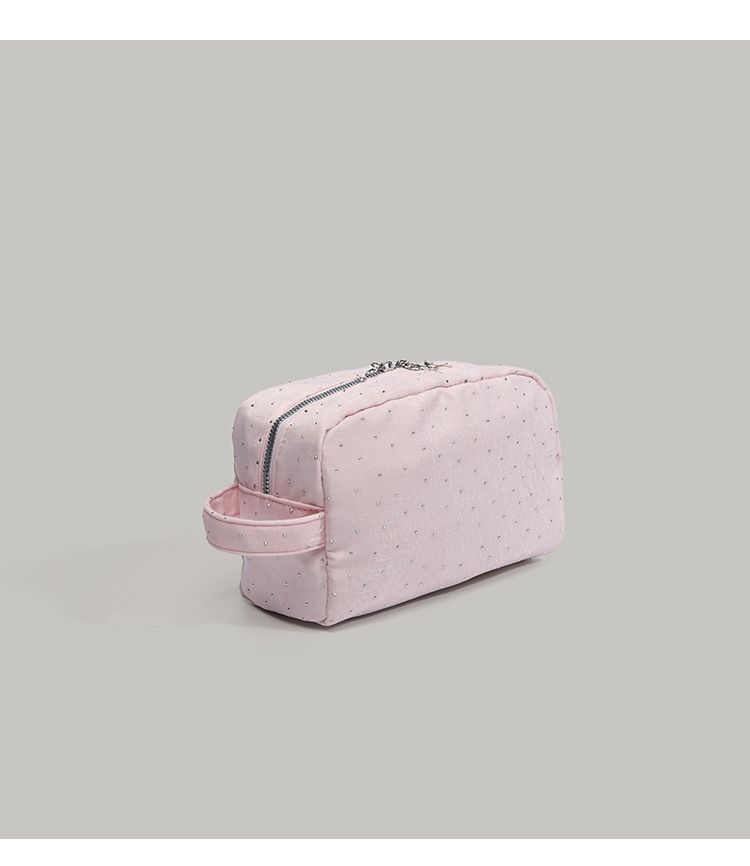 Borsa per il trucco in velluto con strass - Organizer per cosmetici elegante e portatile, pochette da viaggio per articoli da toeletta, piccola borsa per gli oggetti essenziali quotidiani_voghion.com