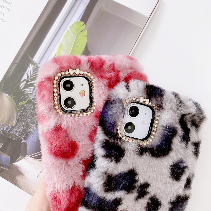 Plush leopard print suitable for iphone13promax Apple 12/11 mobile phone case XS/XR girl 78plus soft case_voghion.com