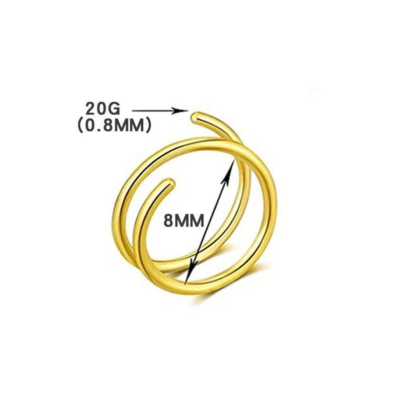 Boucles d'oreilles à ressort perforé simple en acier inoxydable, anneau de nez multicouche en acier titane, bijou de piercing._voghion.com