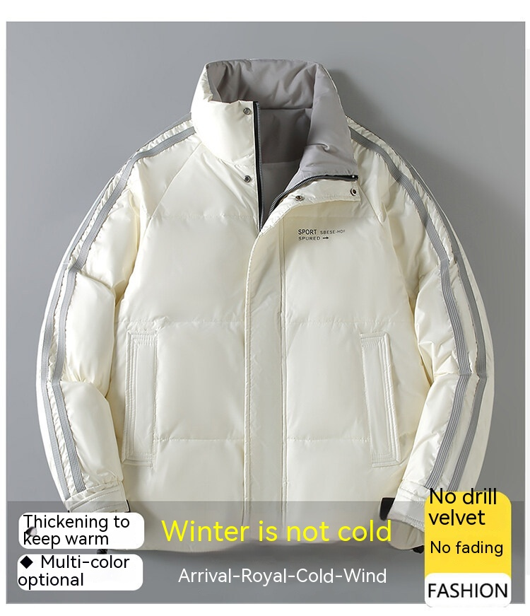 Piumino da uomo nuovo autunno e inverno 2024 caldo piumino d'anatra bianco di tendenza con colletto in piedi ispessito_voghion.com
