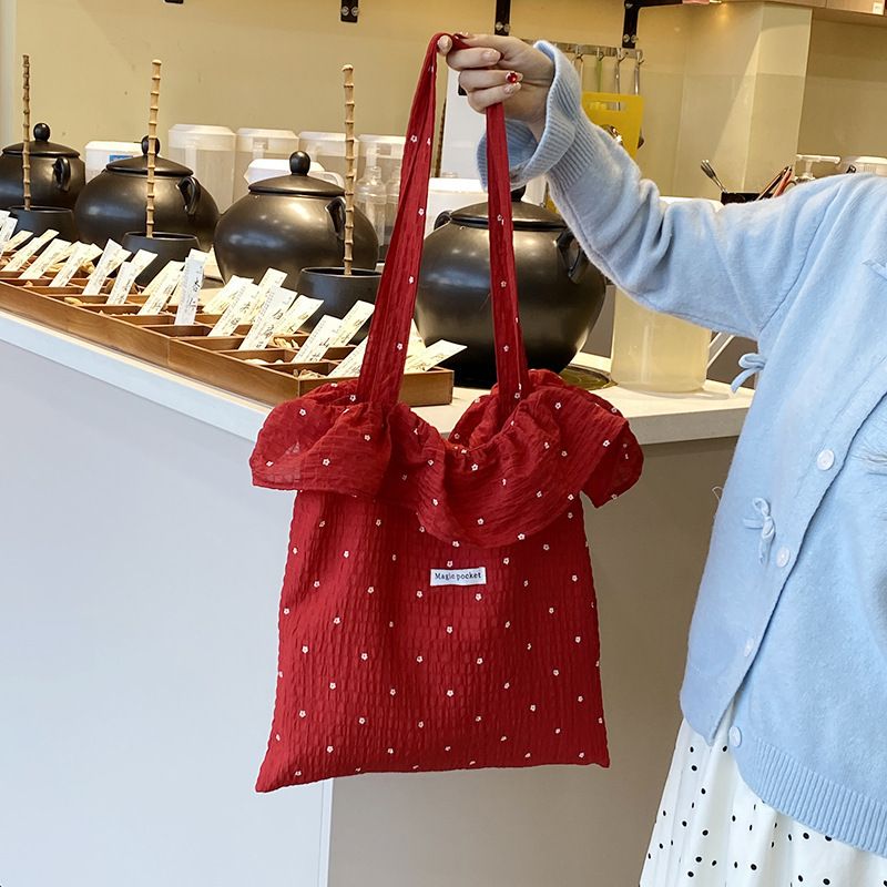 Borsa a mano con volant in stile fata, in rete e con tracolla, primavera estate 2025, da donna, in chiffon_voghion.com