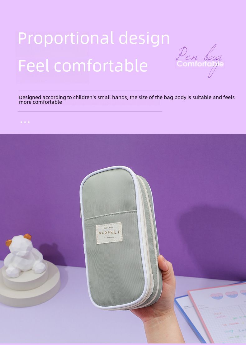 Cross-border Macaron Composite Cloth Pencil Case Large Capacity ins Japanese Student Multifunctional Pencil Case Simple Pencil Case Wholesale_voghion.com