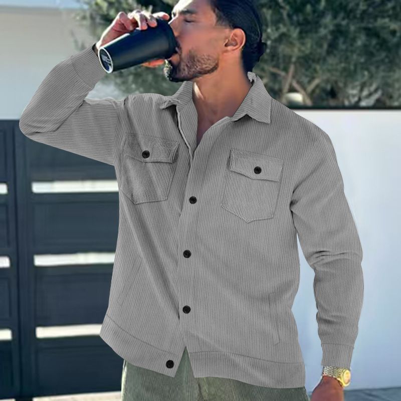 Men's Corduroy Jacket – Single-Breasted Notch Lapel, Breathable & Wrinkle-Resistant, Multi-Pocket Casual Blazer (S-XXXL, Autumn Essential)_voghion.com