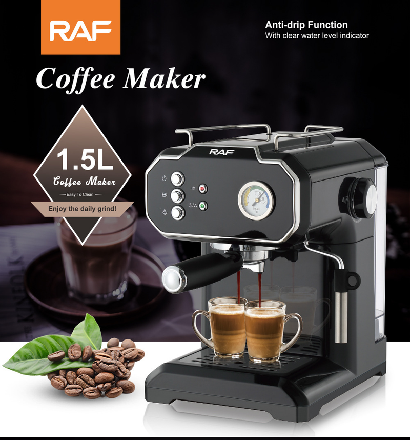 Semi-Automatic Espresso Machine With Milk Frother - 15Bar Pressure, 1.5L Removable Tank, Compact For Home & Office, 220-240V EU Standard_voghion.com