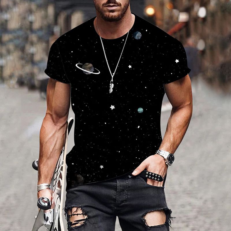 2024 Heißer Verkauf 3D Digitaldruck Sommer Neuer Trend Kreatives Kurzarm-T-Shirt für Männer_voghion.com
