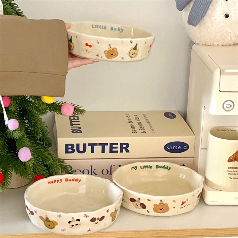 High-Quality Hand-Pinched Ceramic Deep Cute Cream Color Matte Pasta Salad Breakfast Fruit Plate Dish_voghion.com