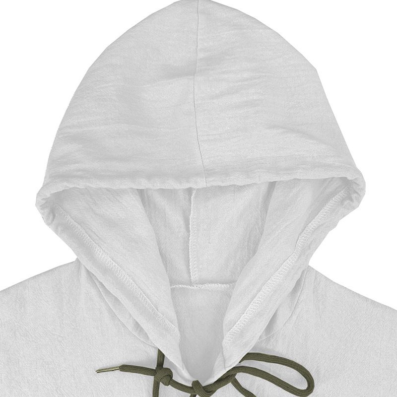 Maglietta casual a maniche lunghe con cappuccio e coulisse in cotone e lino, tinta unita, da uomo, alla moda, da abbinare a qualsiasi outfit, da spiaggia_voghion.com