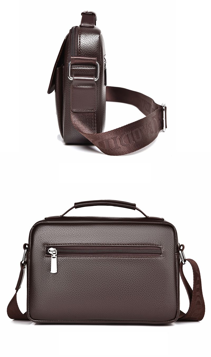 Small Male Shoulder Briefcase For Man PU Leather Tote Handbag Porter Messenger Satchels Crossbody Square Side Ipad Pouch_voghion.com