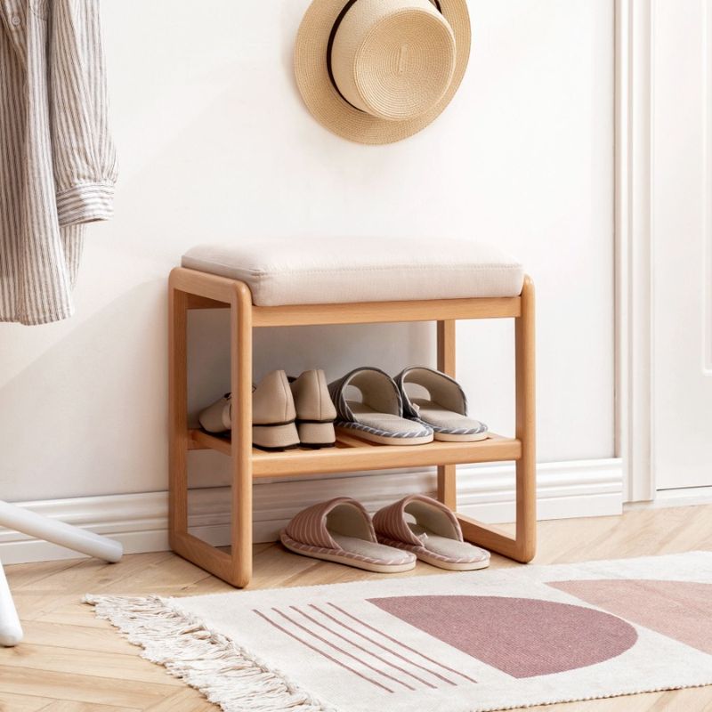 Beech Wood Rebound Storage Wood Solid Cushion Rack Sponge With Shoe Bench Natural High Organizer_voghion.com